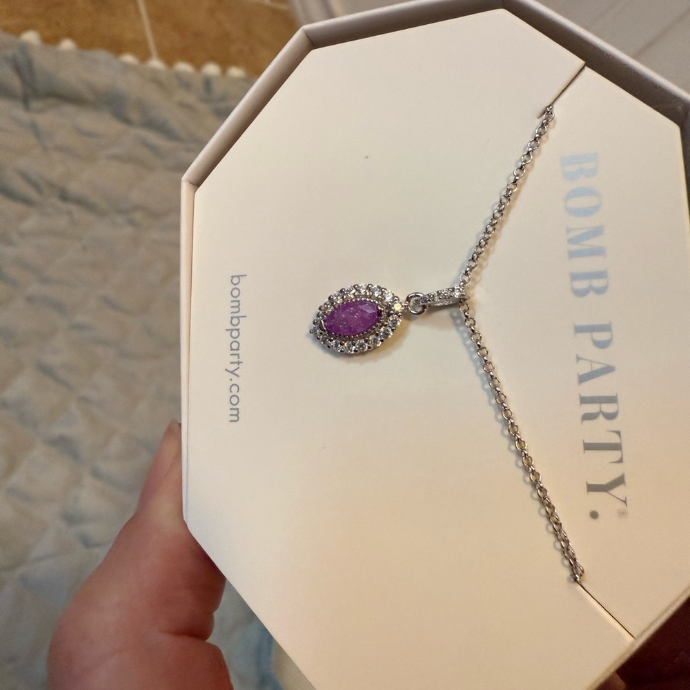 Bomb‎ Party Elegant Purple Amethyst Silver Necklace